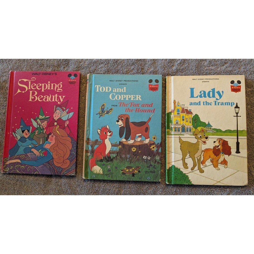 Vintage Lot Of 3 Walt Disney's Wonderful World Of Reading Hardcover Books 1970s